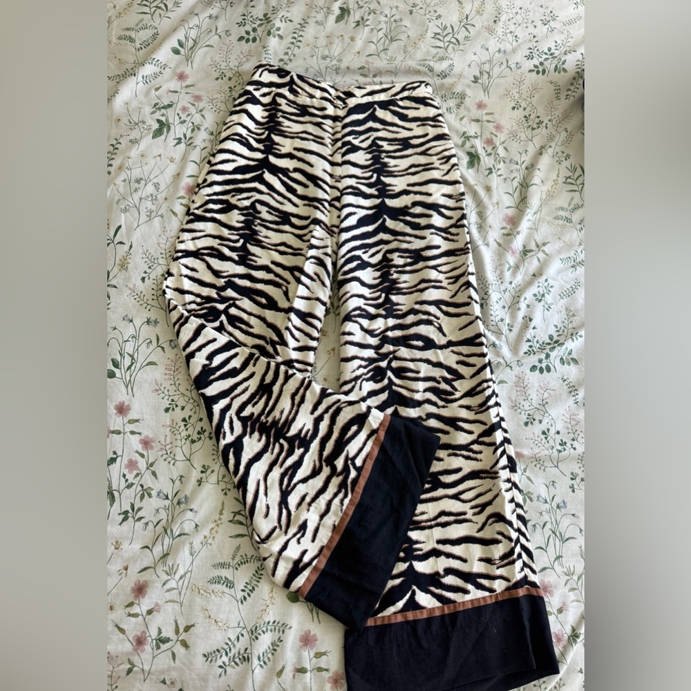 Zebra Print Wide-Leg Pants